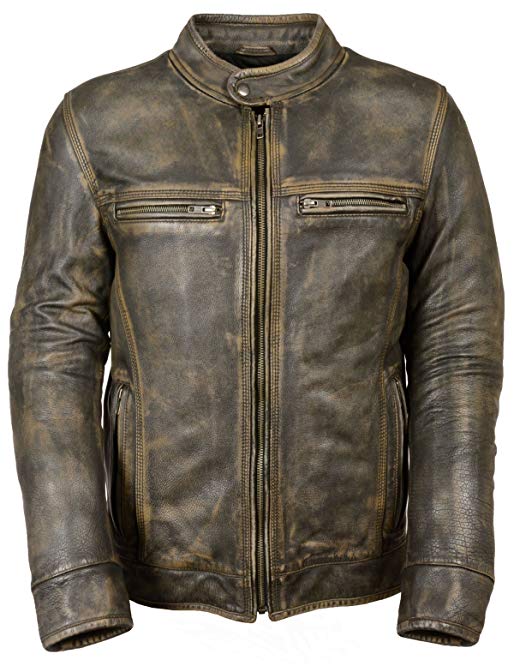 Milwaukee Leather Big Mens Distressed Brown Motorcycle Jacket-Vents