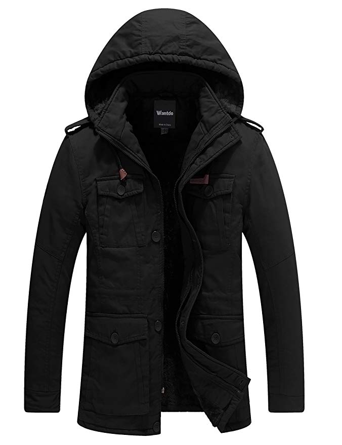 Wantdo Men's Winter Thicken Puffer Coat with Removable Hood