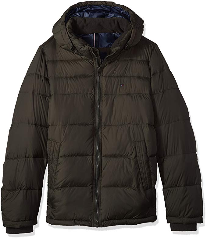 Tommy Hilfiger Men's Big Tall Insulated Midlength Quilted Puffer Jacket with Fixed Hood