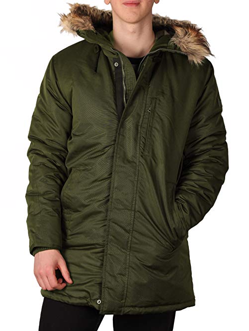 Sean John Men's Hooded Parka With Faux Fur Trim