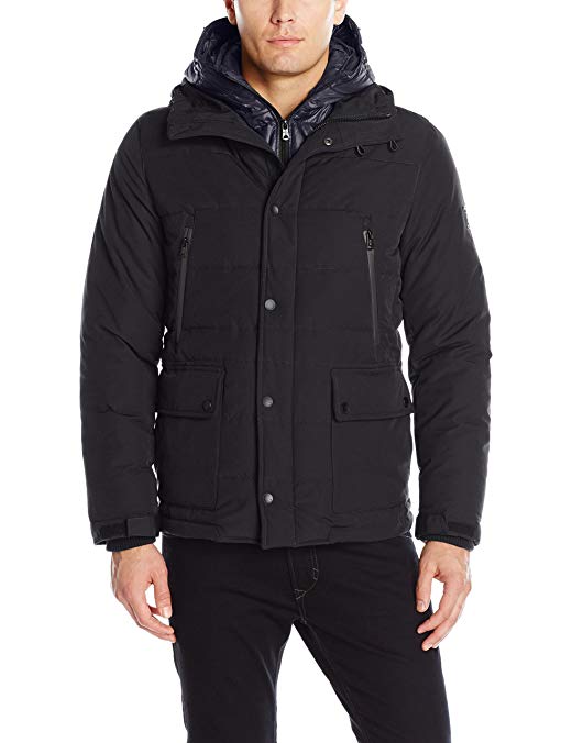 London Men's Faille Fly Front Parka with Double Hood