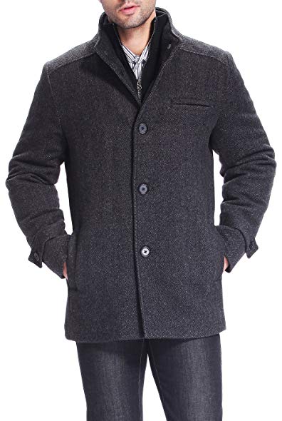 BGSD Men's 'Samuel' Herringbone Wool Blend Bibbed Car Coat