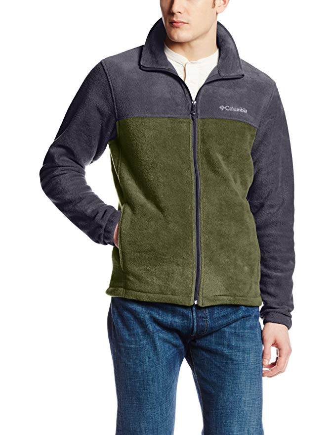 Columbia Men's Steens Mountain Full Zip 2.0 Soft Fleece Jacket, Charcoal Heather/Surplus Green, Large