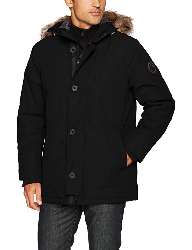 HFX Men's Parka Jacket with Removable Faux Fur Hood