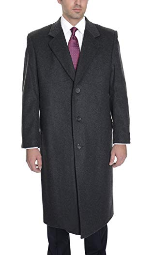 GGG Solid Charcoal Gray Wool Cashmere Blend Full Length Overcoat Top Coat