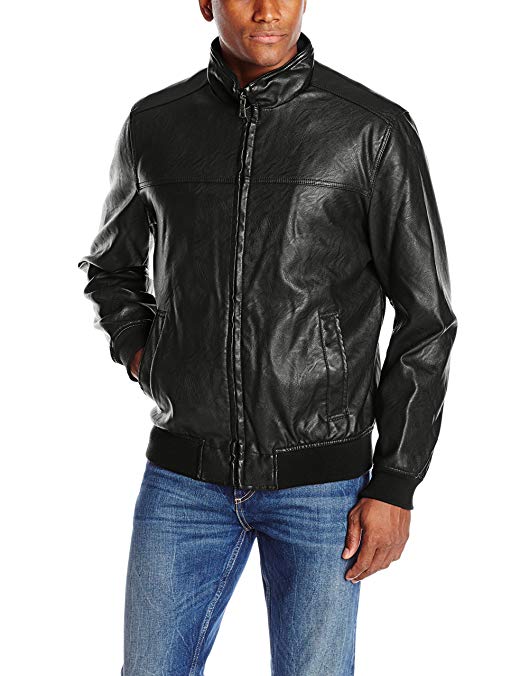 Tommy Hilfiger Men's Faux-Leather Bomber Jacket