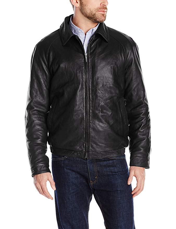 Nautica Men's Lambskin Leather Bomber Jacket