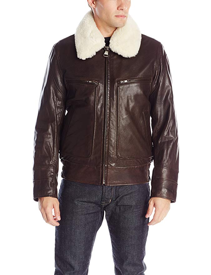 Marc New York by Andrew Marc Men's Carmine Distressed-Leather Aviator Jacket