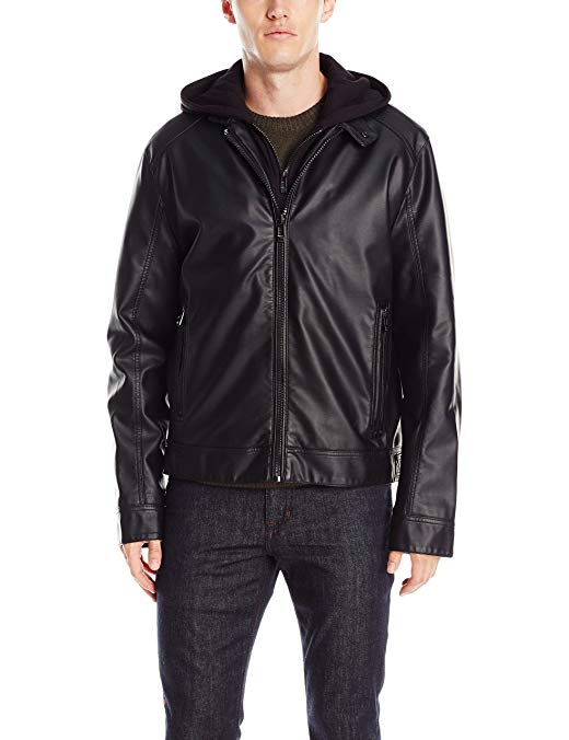 Calvin Klein Men's Faux Leather Hoody