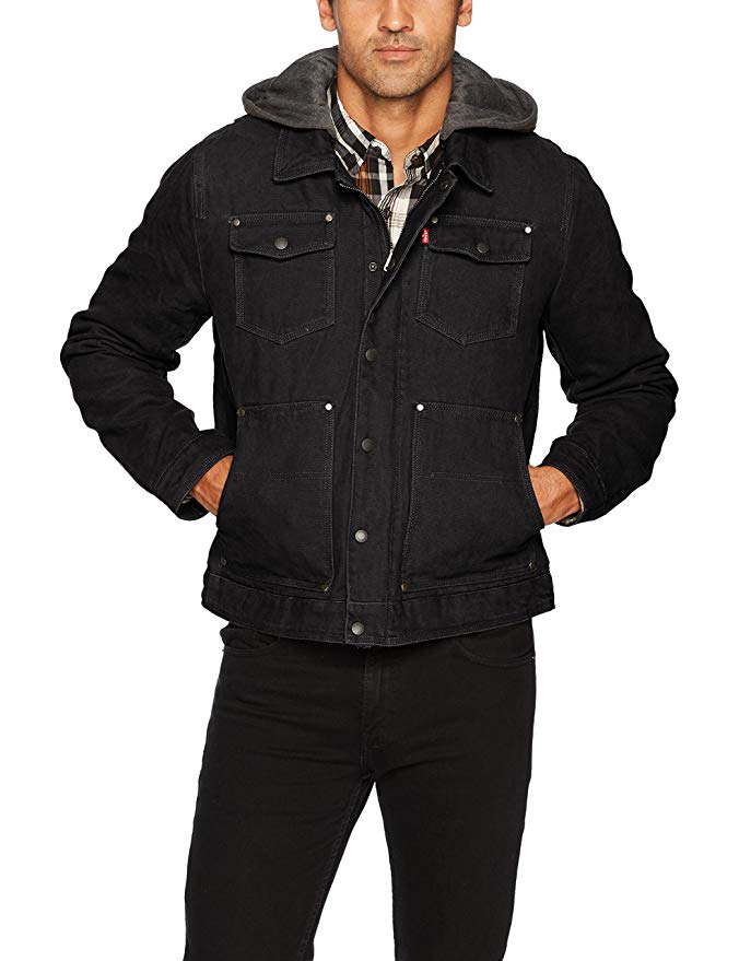 Levi's Men's Cotton Canvas Trucker Jacket with Removable Hood