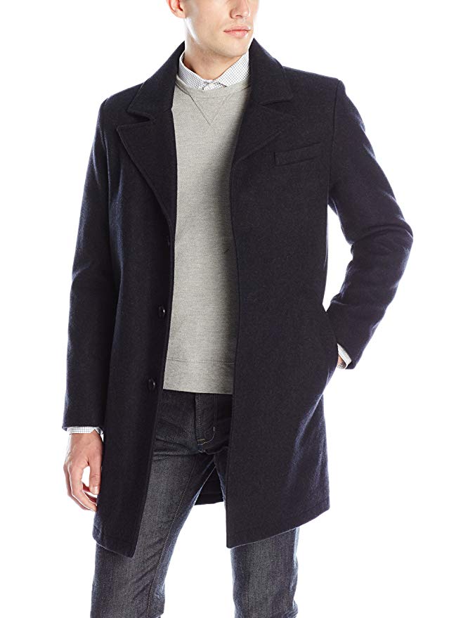 Kenneth Cole New York Men's Single Breasted Wool Walker Coat