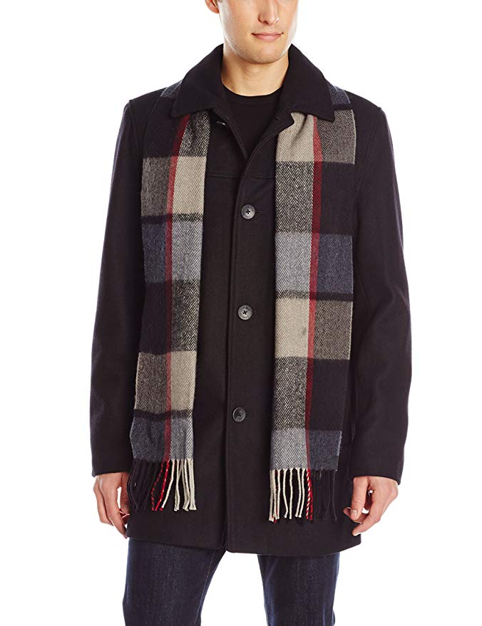 Vince Camuto Men's Wool-Blend Coat With Scarf