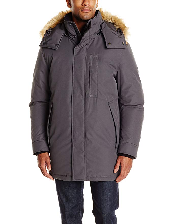 Marc New York by Andrew Marc Men's Niagra Down Parka With Removable Faux Fur Trimmed Hood