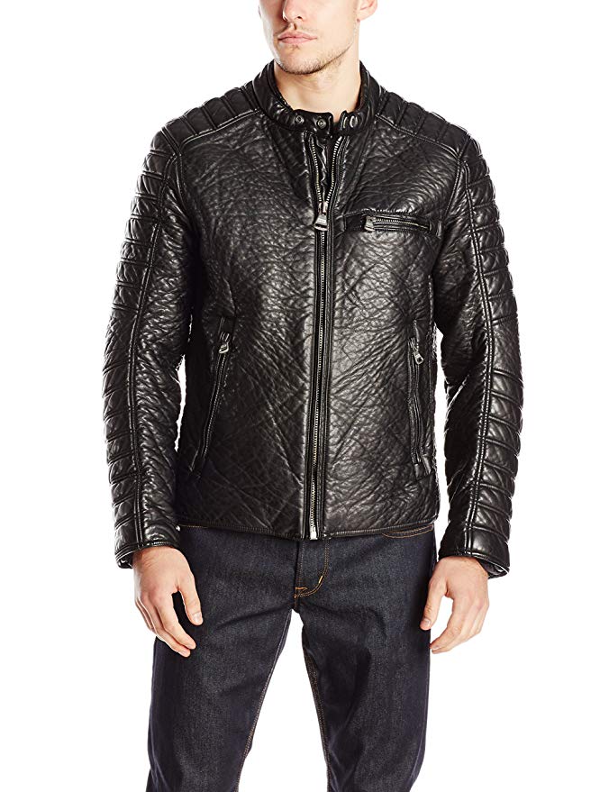 Marc New York by Andrew Marc Men's Broadway Bubble Faux-Leather Jacket with Liner