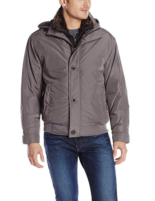 Weatherproof Garment Co. Men's Oxford Bomber Jacket with Faux Fur Trim