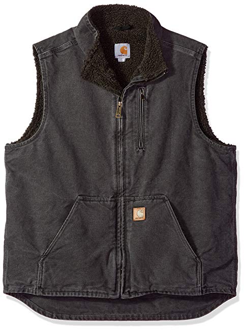 Carhartt Men's Tall Sherpa-Lined Sandstone Mock-Neck Vest V33