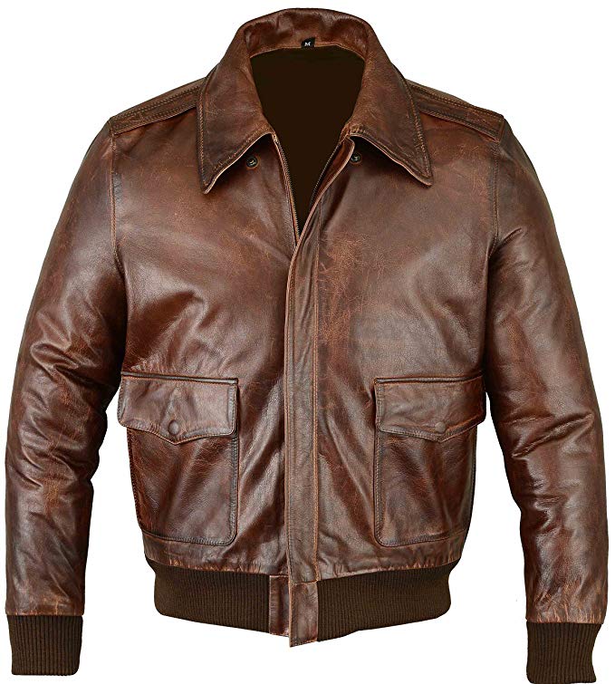 FiveStar Leathers Men's Air Force A-2 Leather Flight Bomber Jacket