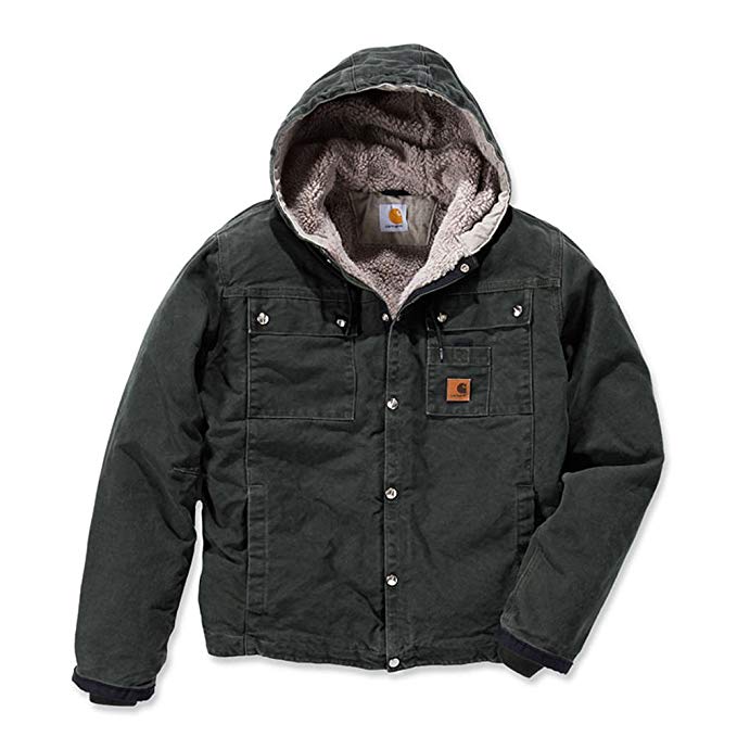 Carhartt Men's Sherpa Lined Sandstone Hooded Multi Pocket Jacket J284