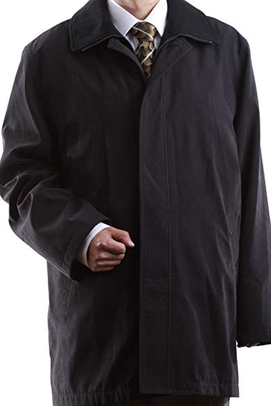 Cianni Men's Single Breasted Black 3/4 Length All Year Round Raincoat