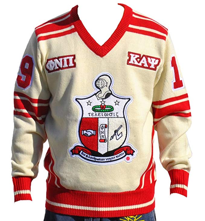 Kappa Alpha Psi Fraternity Men's Wool V-neck Sweater Cream Color