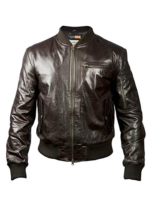 FE Mohair Men Dark Brown Real Bomber Goat Skin Leather Pilot Genuine Jacket - Stylish Pilot Coat