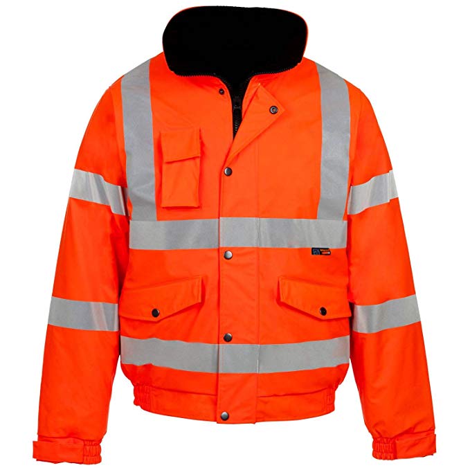 NEW MEN'S HI VIZ BOMBER JACKET WATERPROOF PADDED HOODED COAT HIGH VISIBILITY WORK JACKET