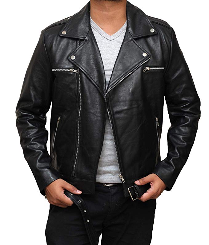 Motorcycle Mens Leather Jacket - Genuine Lambskin Biker Black Leather Jacket Men