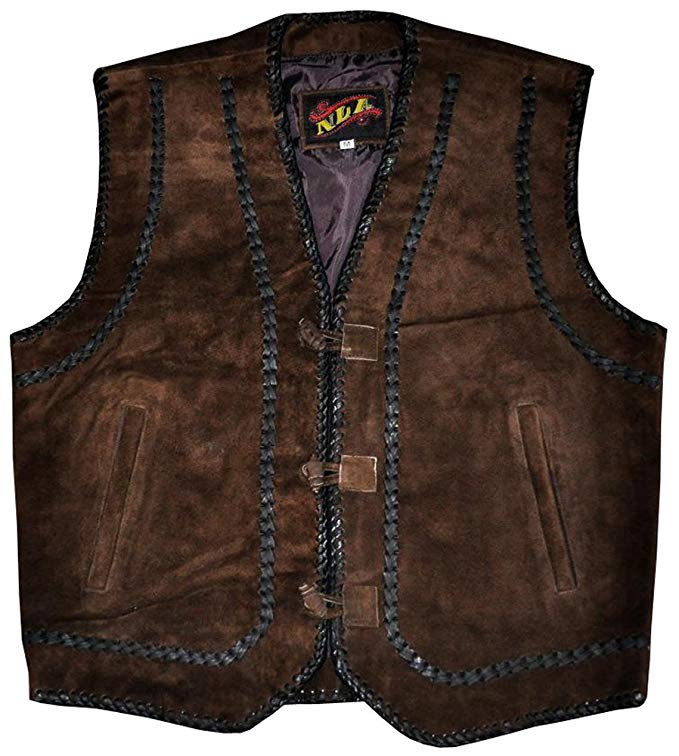 Coolhides Mens Suede Leather Vest with Leather Laces