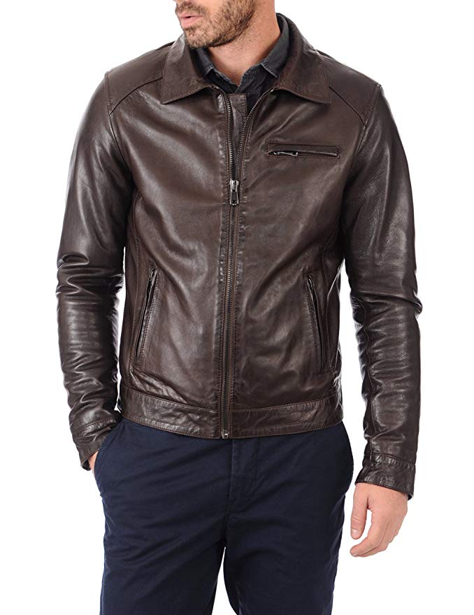 Mens Leather Jacket Bomber Motorcycle Biker Real Lambskin Leather Jacket for Mens Collection-04