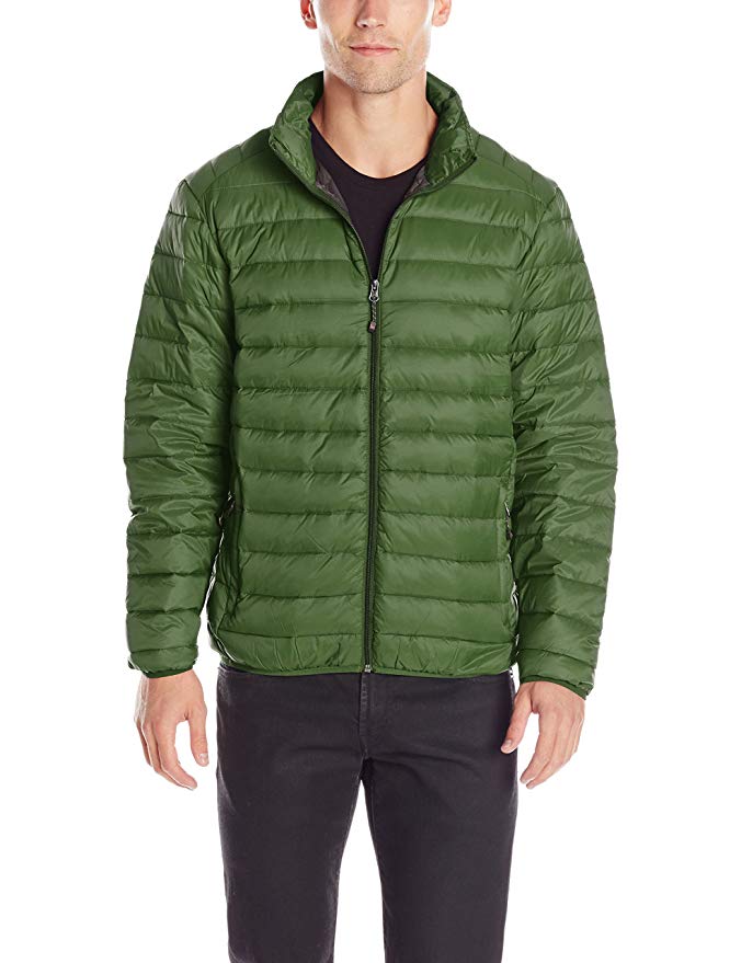 Hawke & Co Men's Packable Down Puffer Jacket with Shoulder Stitching