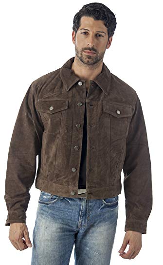 Reed's Men's Western Jean Style Suede Leather Shirt Jacket