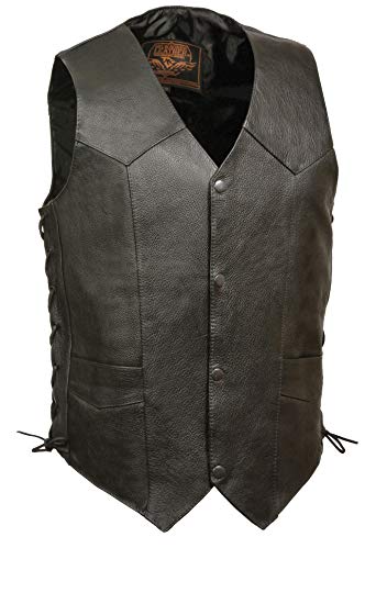 Milwaukee Leather Men's Classic Side Lace Biker Vest (Black, Size 44)