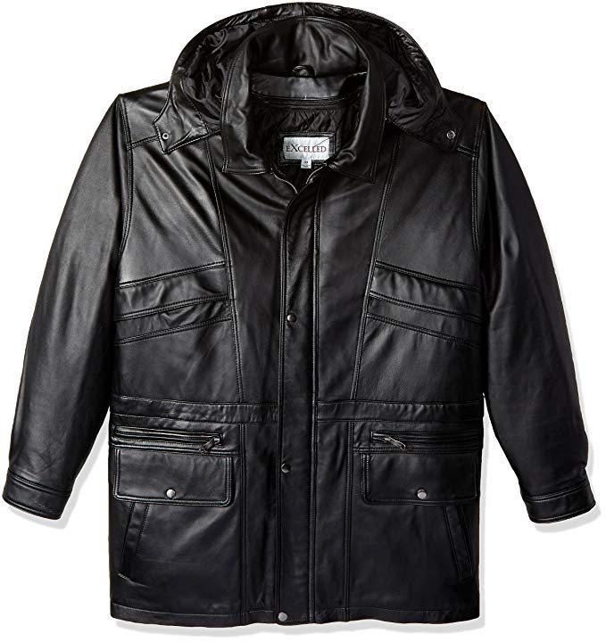 Excelled Men's Big and Tall Lambskin Leather Parka