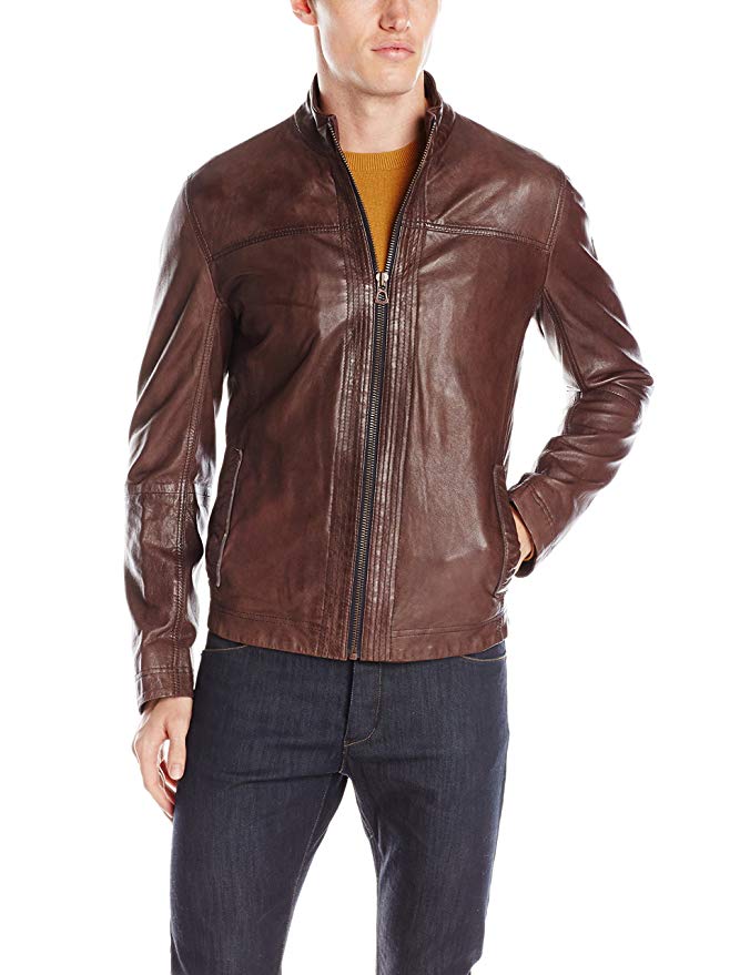 BOSS Orange Men's Jips Leather Biker Jacket