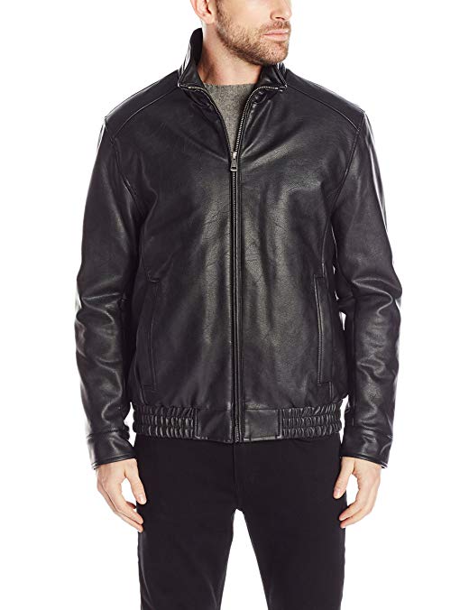 Cole Haan Signature Men's Vegan Leather Convertible Collar Jacket with ...