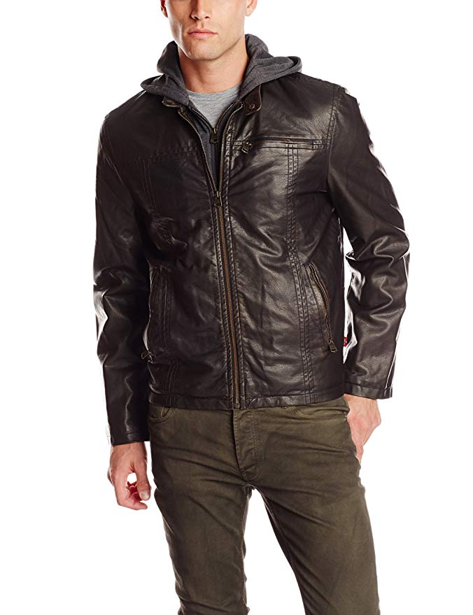 Levi's Men's Big & Tall Faux-Leather Hoodie Racer Jacket Review